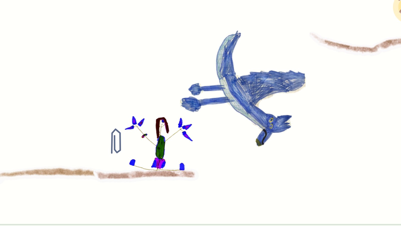 Dinosaurus z dětské kresby